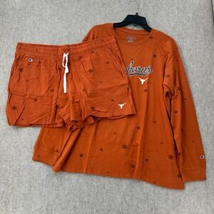 NWT Texas Longhorns Pajamas Womens Lounge Set Sz XL 2 Piece Orange Champion